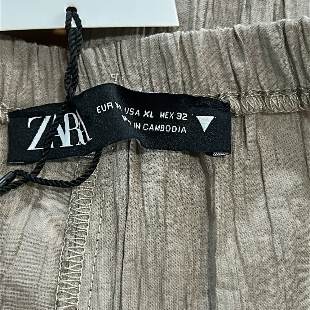 Woman’s Zara Palazzo Lightweight Pants Tan Size X-Large - Picture 6 of 6